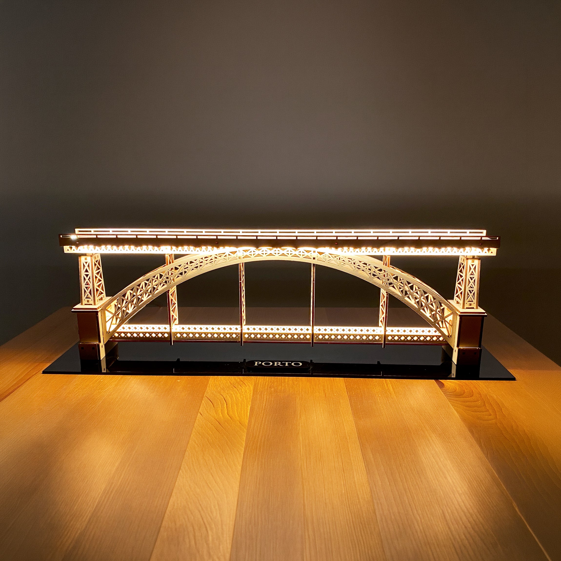 Porto Souvenir: Luís I Bridge DIY Model Kit – 3D Wooden Puzzle with Lights