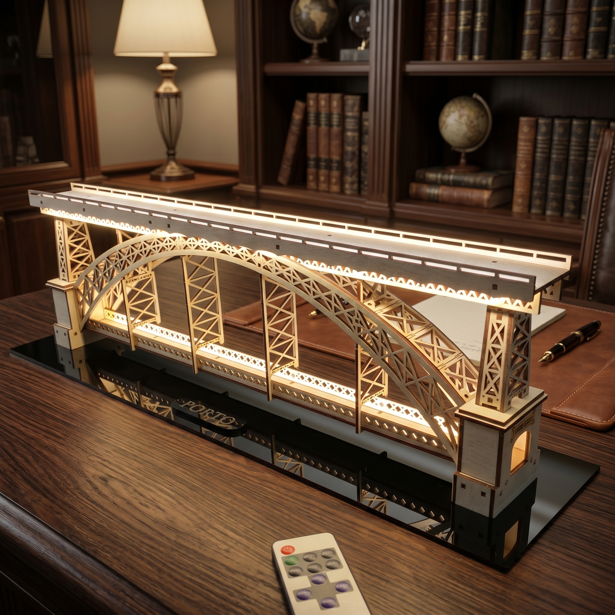Porto Souvenir: Luís I Bridge DIY Model Kit – 3D Wooden Puzzle with Lights