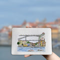 Postcard with original art work “Iconic view of Porto”