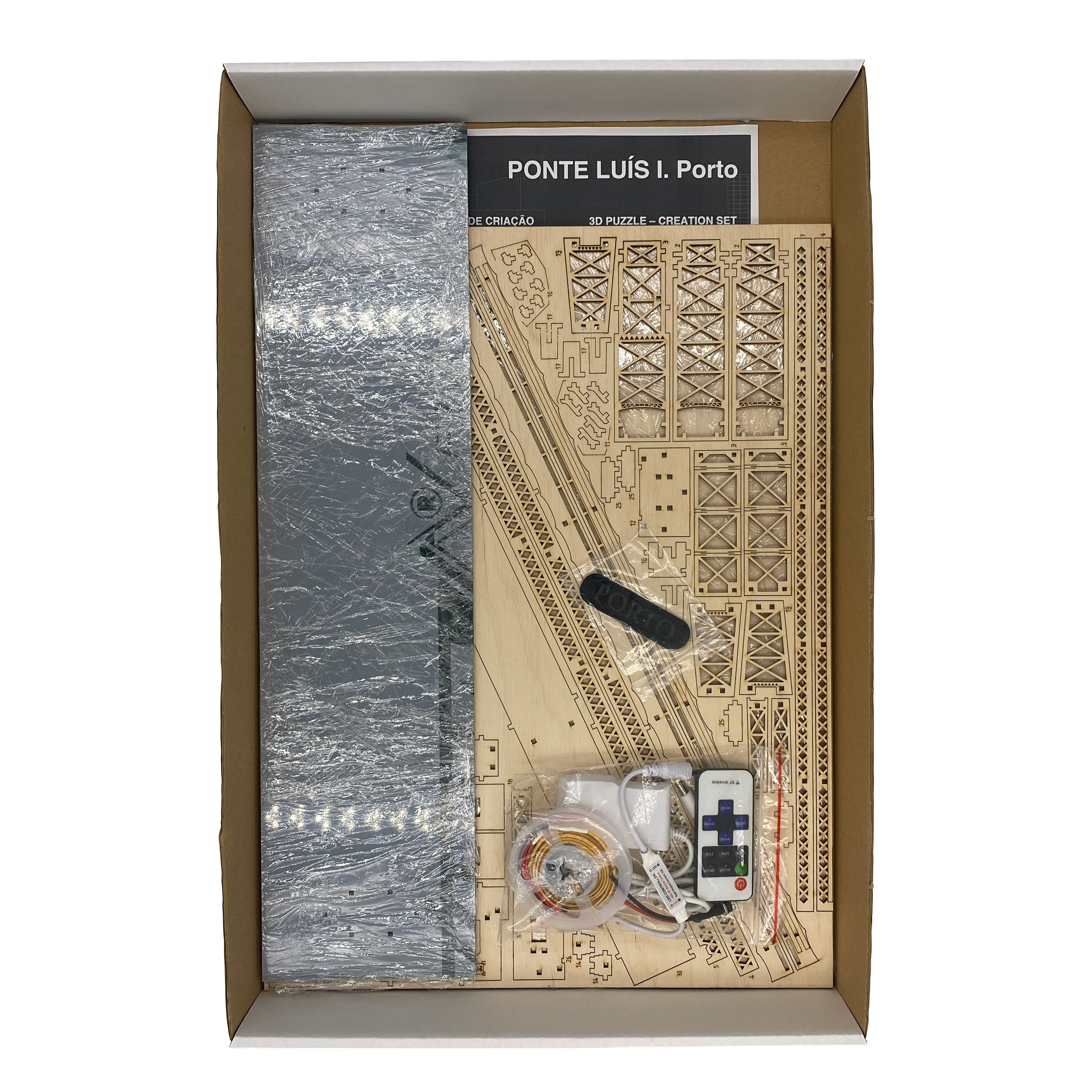 Porto Souvenir: Luís I Bridge DIY Model Kit – 3D Wooden Puzzle with Lights