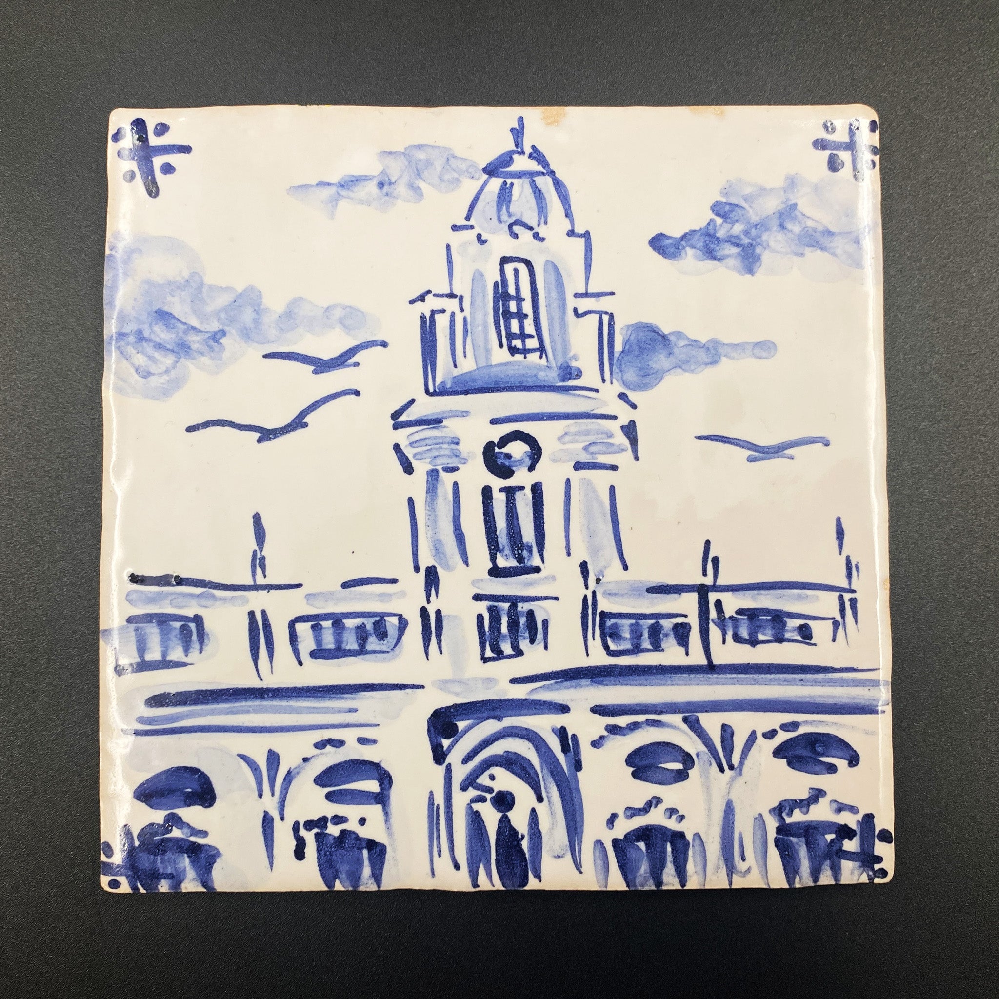 Porto City Hall - Azulejo Handmade Portuguese Tile in Cork Base