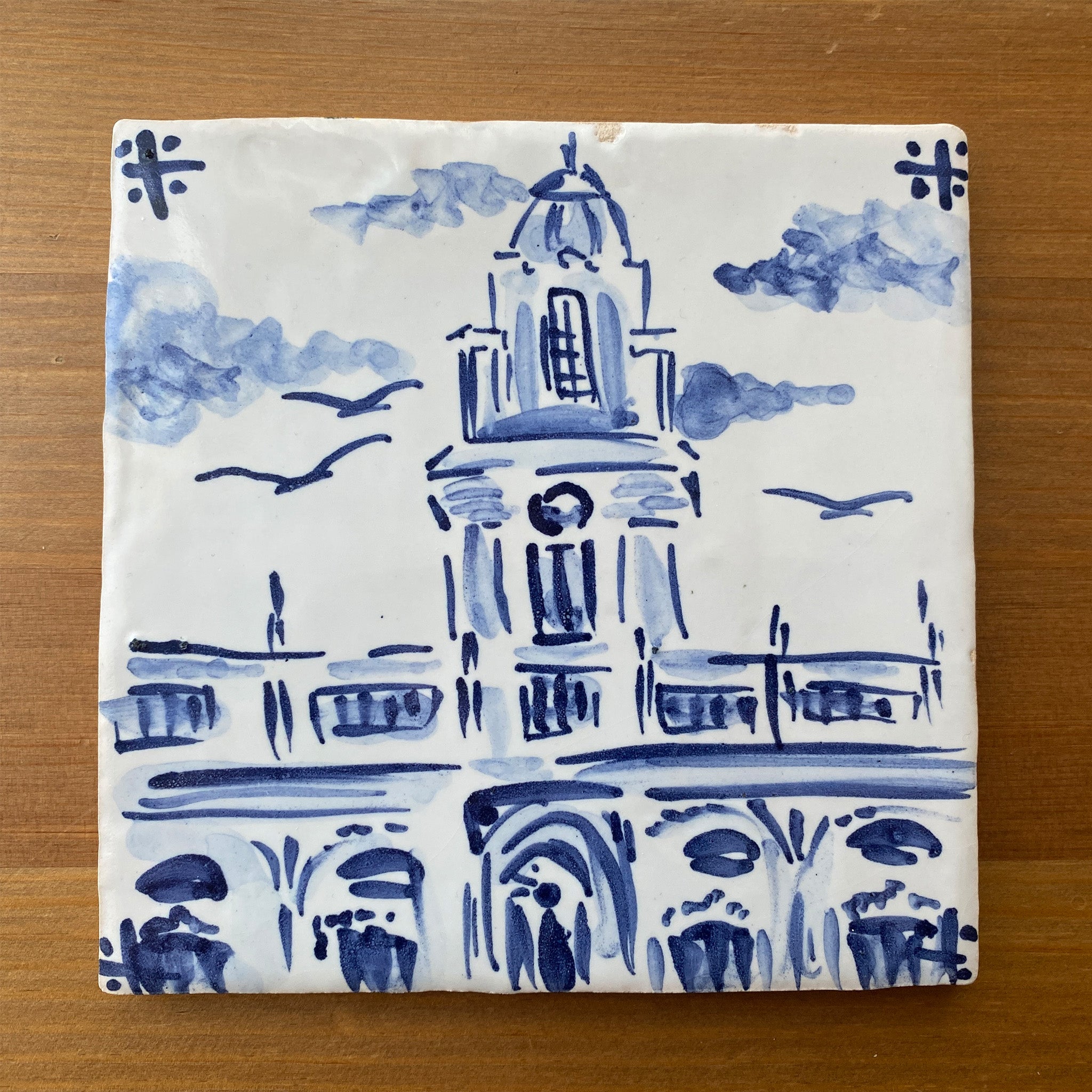 Porto City Hall - Azulejo Handmade Portuguese Tile in Cork Base