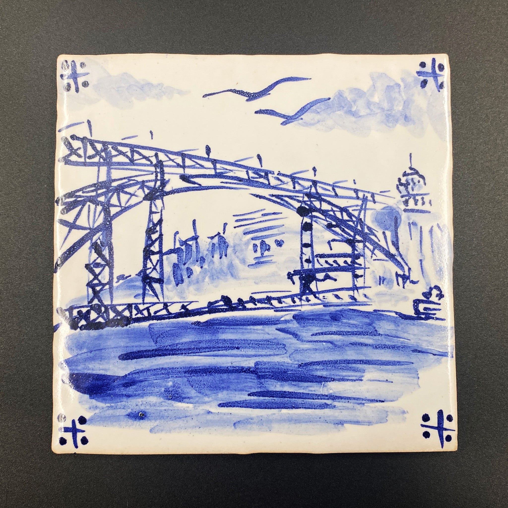 Ponte Luís I - Azulejo Handmade Portuguese Tile in Cork Base