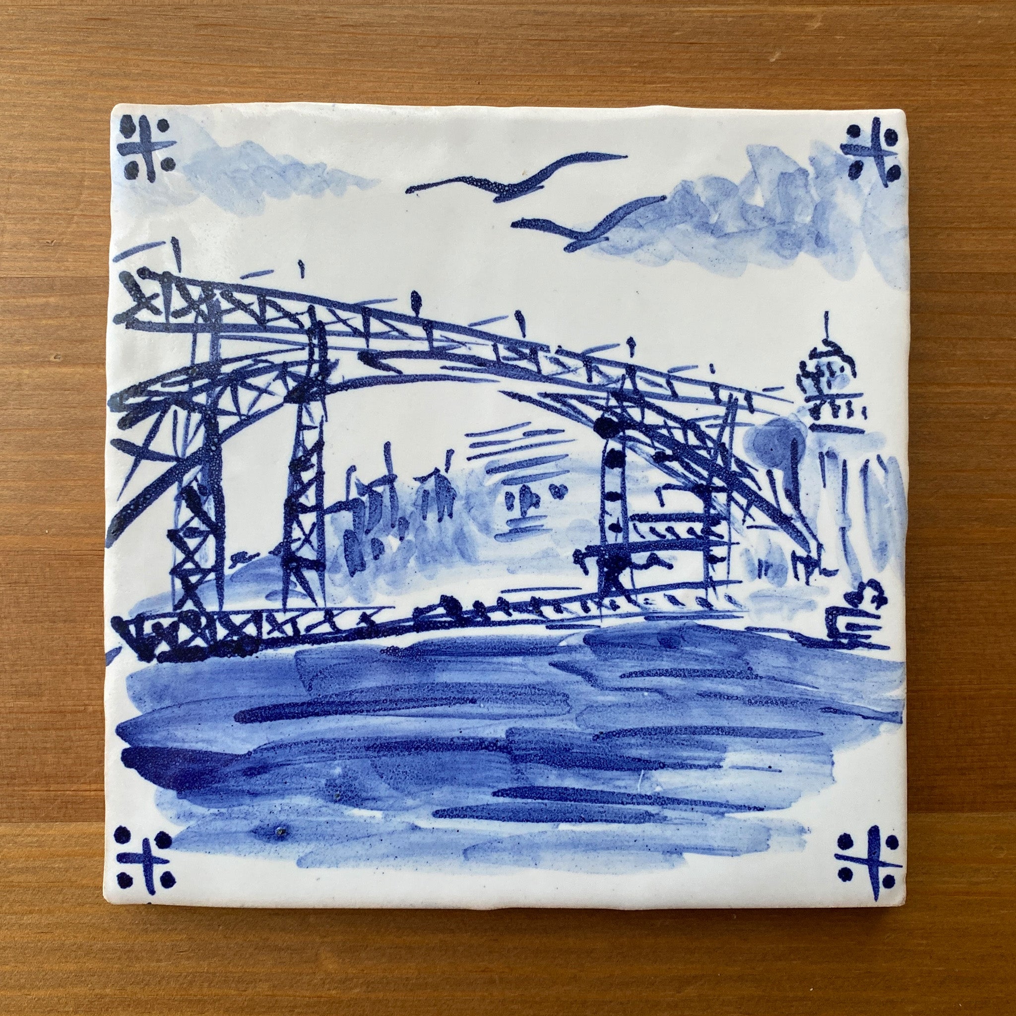 Ponte Luís I - Azulejo Handmade Portuguese Tile in Cork Base