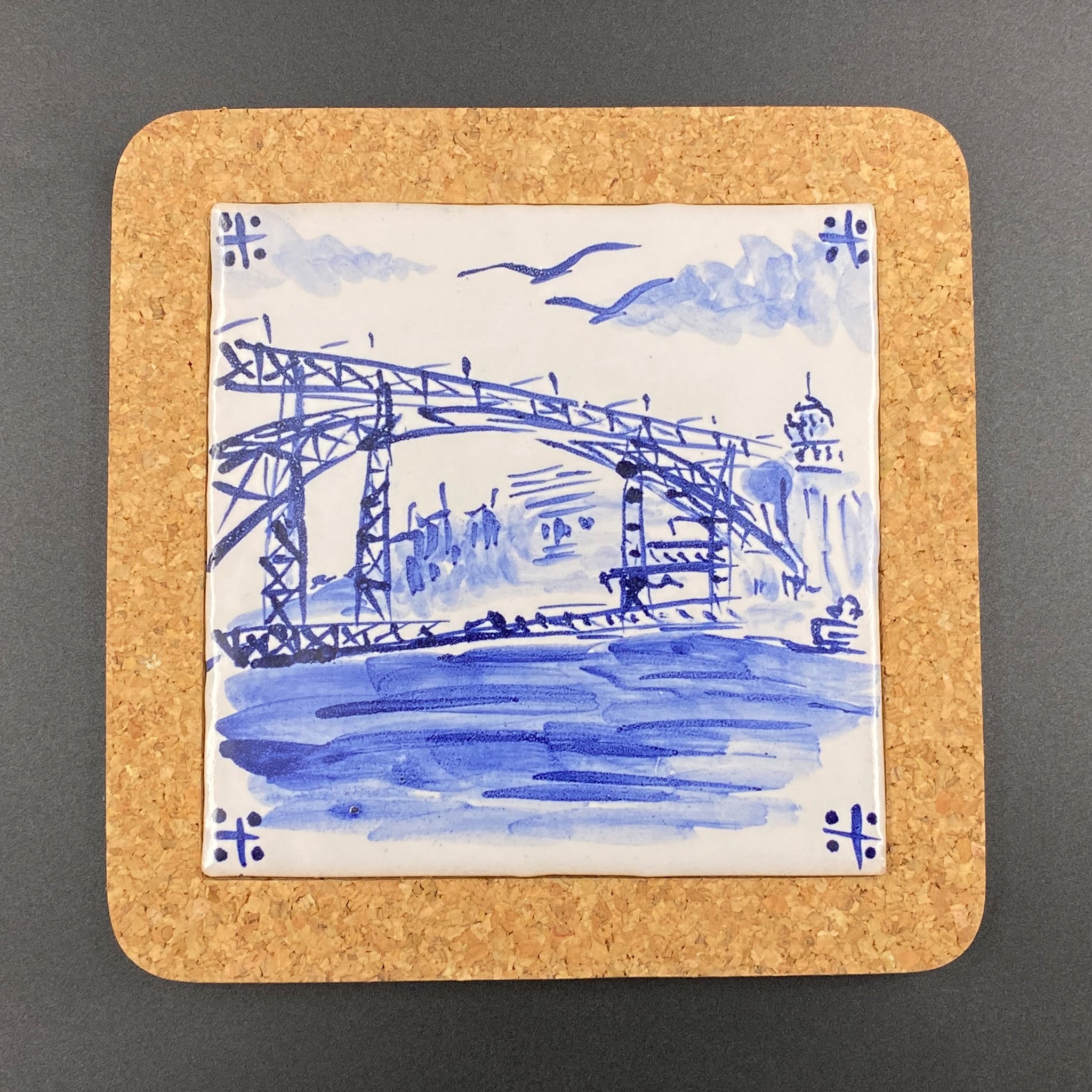 Ponte Luís I - Azulejo Handmade Portuguese Tile in Cork Base