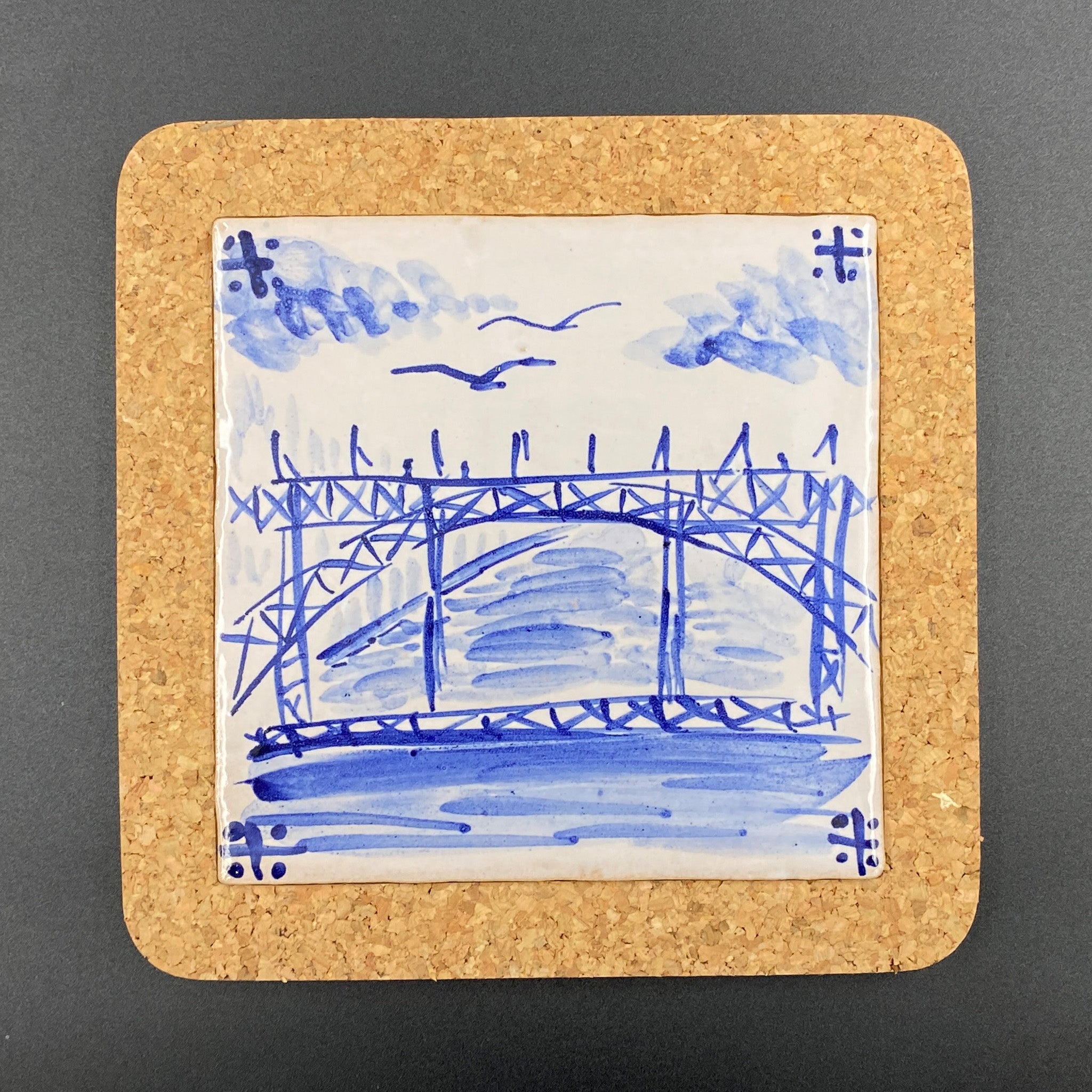 Ponte Luís I - Azulejo Handmade Portuguese Tile in Cork Base