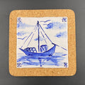 Rabelo Boat - Azulejo Handmade Portuguese Tile in Cork Base