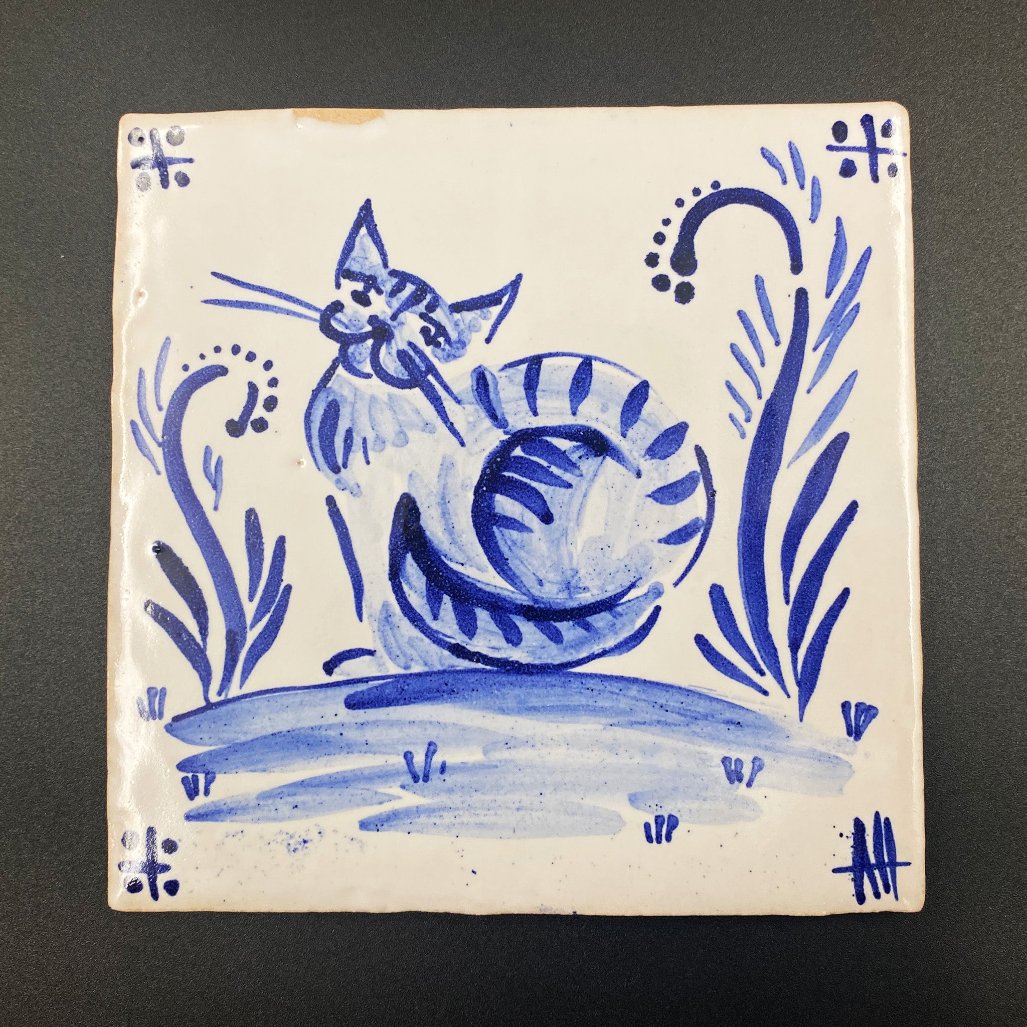 Cat - Azulejo Handmade Portuguese Tile in Cork Base