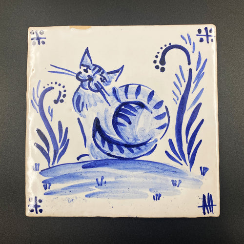 Cat - Azulejo Handmade Portuguese Tile in Cork Base